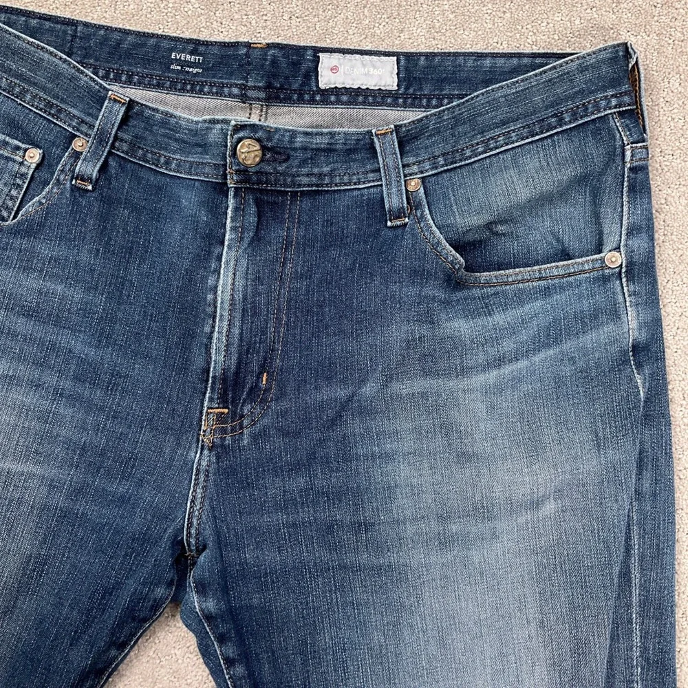 AG Everett Jeans Mens 36W 33L Blue Slim‎ Straight Denim 360 Stretch 80s VTG